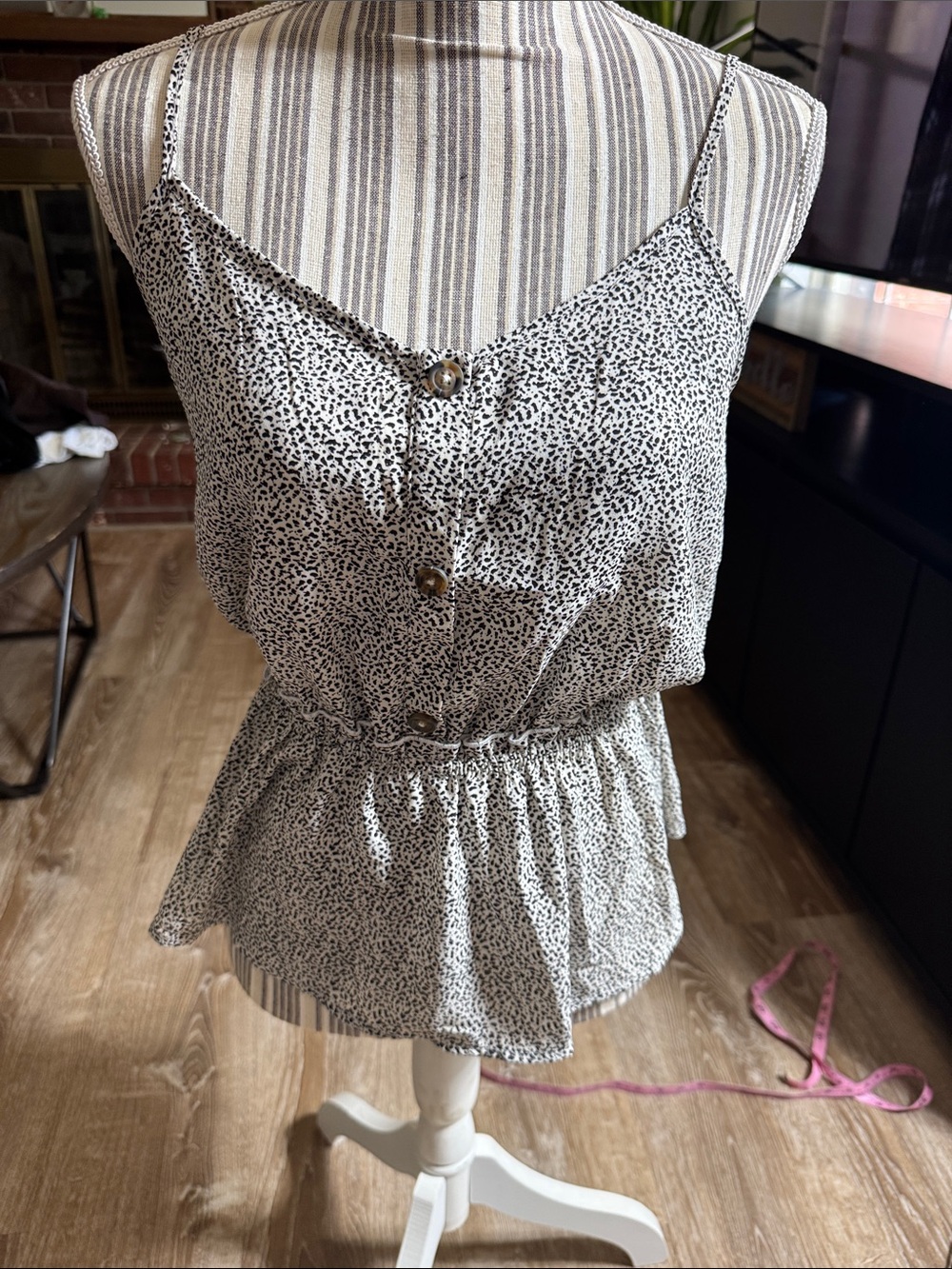 Sienna Sky Black and White Spotted Button-Front Camisole
